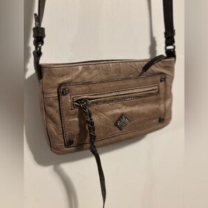 Leather Purse Crossbody Light Brown Vera Wang Simply Luxe Braided Detail Classic